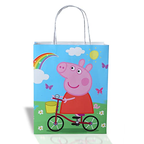 Prakruthi Pulp Art Gift Paper Bag Pig theme for Kids Birthday Party, Baby Shower Presents, Return Gifts - 8"X10"X3" (WXHXG) - Pack of 10