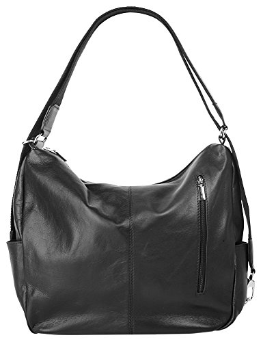 Cluty Rucksack-Shopper Echt Leder Damen Made in Italy, 2in1 Handtasche, Umhängetasche mit Smartphonefach, Ledertasche wandelbar zum Rucksack 017291