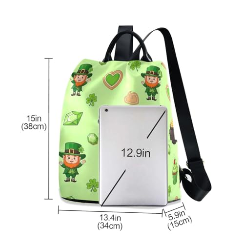 Sac à dos motif léprechauns vert pour femme avec zip sécurisé - 3