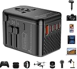 220V à 110V Convertisseur VoltageConverter US à l ' Europe VoltageConverter pour séchoir à cheveux avec 1 USB A et 3 USB C, Voyages européens AdapterPower Convertisseur adaptateur Combo fromUS vers l'Italie UK AU