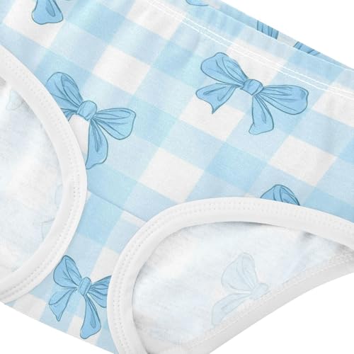 Wusikd Light Blue Bows Gingham Girls' Underwear Cotton Girls Briefs Soft Toddler Underwear 2T4