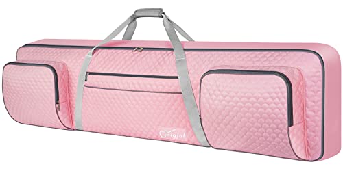 SNIGJAT 88 Key Keyboard Case with Padded Shoulder Straps, Pink & Quilted