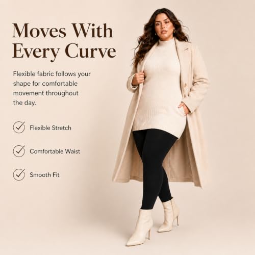 Image of DancMolly Plus Size Fleece Lined Tights Winter Warm Womens Tights, High Waisted Opaque Pantyhose