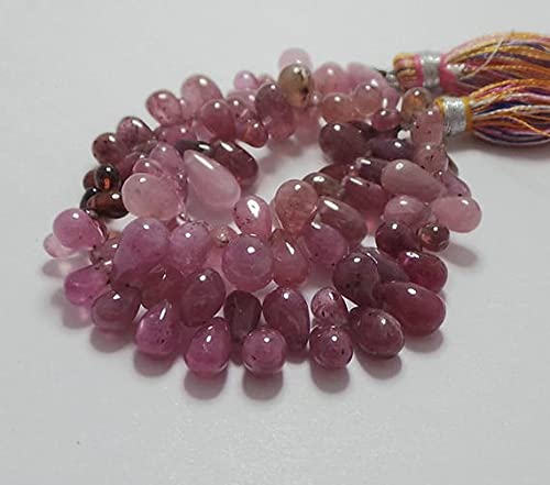 Multi saphir naturel en perles gouttes lisses pour la création de bijoux haut de gamme de 9 pouces