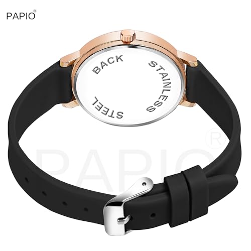 Image of PAPIO Silicone Strap Elegant Women's Analog Wrist Watch for Ladies and Girls | Stylish & Trendy | Premium Strap | Perfect for Casual, Party & Formal Wear