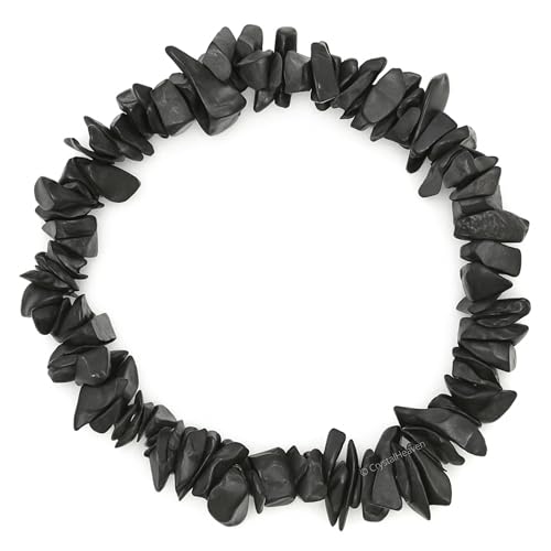 Image of Certified Shungite Bracelet for Women Men with Healing Crystal and Reiki Stone - Beautiful Gemstone Beaded Bracelet for Balance, Harmony & Positive Energy (Chips Stone Beads)