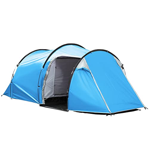 Outsunny Tienda de campaña para 2-3 Personas Estable Tienda de Familia Impermeable con Puerta Lateral Ventana Bolsa de Embalaje, Tienda de campaña con 2000mm Columna de Agua túnel Tienda de campaña