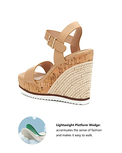 Image of Coutgo Women's Espadrille Wedge Platform Sandals Open Toe Ankle Buckle Strap Casual Summer Shoes