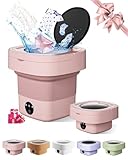 Portable Washing Machine, 9L Mini Laundry Washer with 3 Modes Cleaning for Underwear, Baby Clothes, Sock, Small Delicates. Foldable Washer and Dryer Combo for Apartment, Home, Hotel, Camping,RV(Pink)