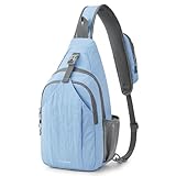 G4Free スリングバッグ RFIDブロック スリングバックパック クロスボディ チェストバッグ デイパック ハイキング 旅行用, ライトブルー, 9L