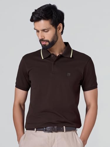 Image of XYXX Men's Apex Mercerized Cotton Striped Collar Pique Polo T-Shirt