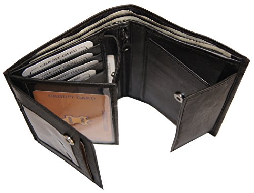 Ag Wallets Mens Genuine Leather Slim Hipster 3 Windows Wallet With Snap Pocket #TOP4