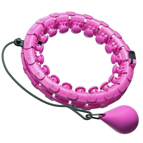 Hanzu Weighted Hula Hoop for Adult-Infinity Hoop for Women with 24 Adjustable Knots-Fitness Hula Hoop for Weight Loss-Smart Hula Hoop for Abdomen Fitness-Adjustable Weight Auto-Spinning Ball- Purple