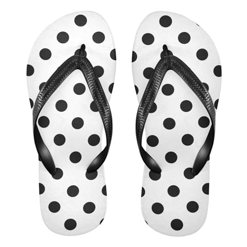 ALAZA Seamless Polka Dot Flip Flops for Women Fashion Beach Slippers Comfort Mens Flip Flops Non-Slip Rubber Shower Slippers Sandal for Hotel Travel Sport,XS