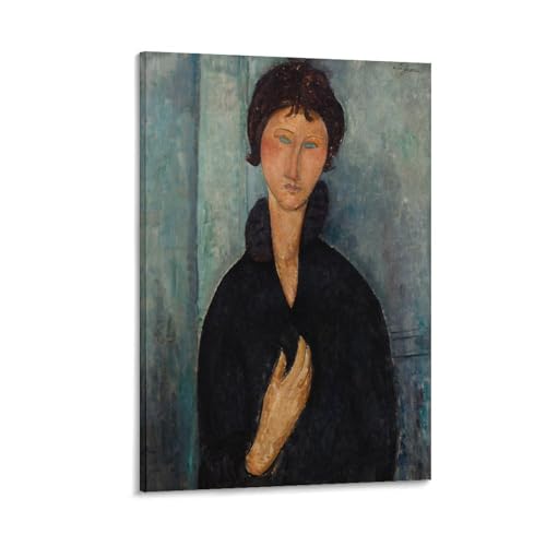Femme Aux Yeux Bleus by Amedeo Modigliani Artworks Picture Print Poster Wall Art Painting Canvas Gift Decor Home Posters Decorative 20x30inch(50x75cm)
