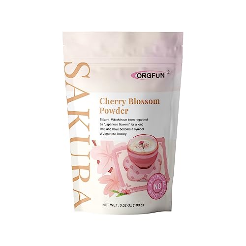 ORGFUN Original Sakura Powder Using 100% Spring Season Cherry Blossom No Additives Gluten Free Made in Japan Perfect for Sakura Latte, Drinks 3.52 Ounce
