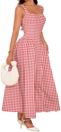 Plaid Maxi Dress, A-Line Drop-Waist, Wedding Guest Tea Party, Pas...
