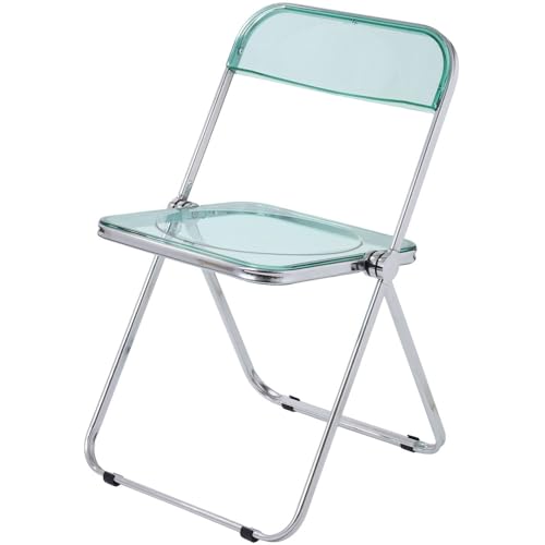 UPstore クリアチェア パイプ椅子 クリア 椅子 チェア 北欧 韓国 透明 イス スタッキングチェア 折り畳み椅子 デスクチェア 折りたたみ コンパクト おしゃれ オフィス 業務用 インテリア スケルトンチェア (ターコイズ)