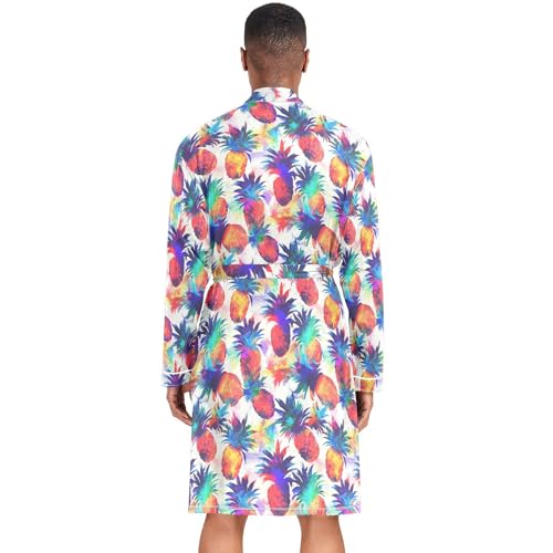 Laprad Men's Robe Long Sleeves Kimono Bathrobe Spa Soft Lightweight Pineapple Robes Sleepwear3
