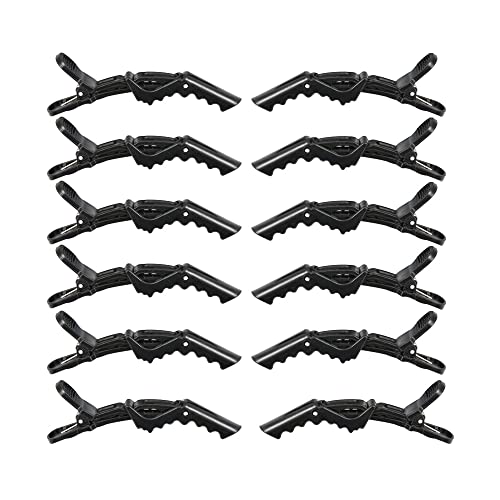 12 pinzas aligator para cabello profesional negras miniatura 1