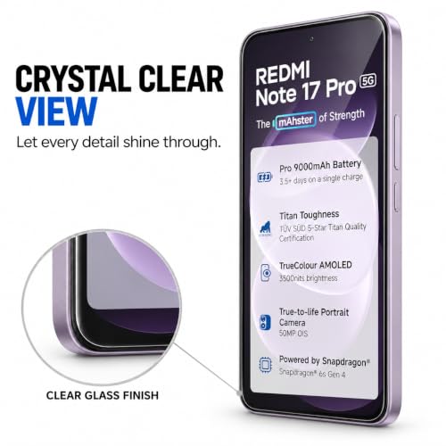 Image of FIRST MART Tempered Glass for Redmi Note 17 Pro, 9H 0.3 mm Full-Glue Screen Protector with Cable Protector, 3D Edge-to-Edge, HD Clear, Case-Friendly, Black, Pack of 1