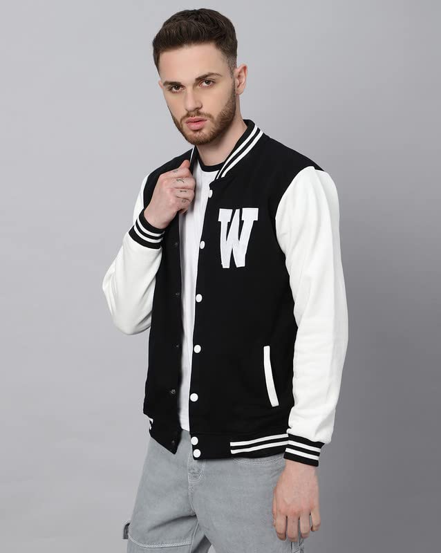 Image of BE SAVAGE Men's Cotton Blend Standard Length Varsity Jacket