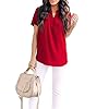 Allimy-Women-Summer-Casual-Split-V-Neckline-Chiffon-Blouses-Loose-Tunic-Short-Sleeve-Tops Allimy Women Summer Casual Short Sleeve V Neck Chiffon Blouses Fashion 2023 Tops Large Red