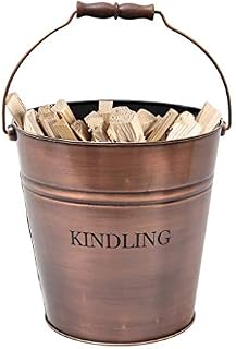 Vintage Style Fireside Log Kindling Storage Container Copper Kindling Bucket Basket 17L (AM97)