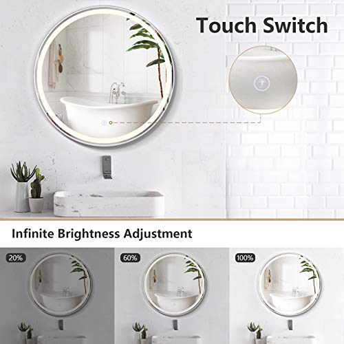 Owolf badkamerspiegel met ledverlichting, 60 cm, make-upspiegel met verlichte wandmontage, 25 W, 4000 K, 400 lm, geschikt voor koud wit licht, gebruik in badkamer, slaapkamer, enz. - Image 4