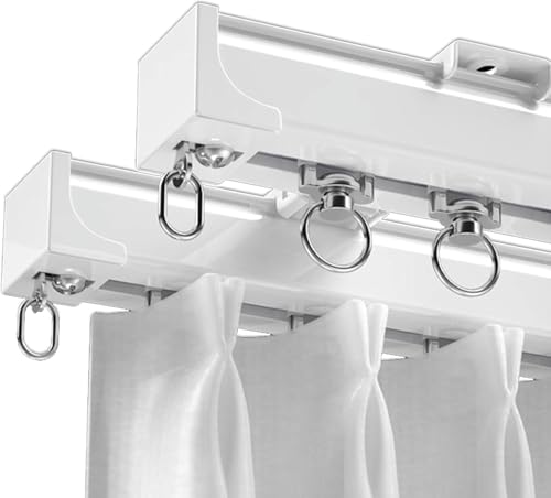 Riel de cortina doble ajustable y resistente para techos de salones y dormitorios 4