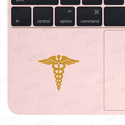 Nbfu Decals Medical Symbol Caduceus Nurse Medical 2 (Metallic Gold) (Set Of 2) Premium Waterproof Vinyl Decal Stickers Laptop Phone Accessory Helmet Car Window Bumper Mug Tuber Cup Door Wall #TOP3