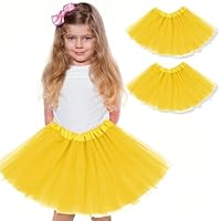 WKRTDY 2er Pack Tutu-Rock, Ballett Tanzröcke, Partyrock für Mädchen, Tutu Kostüm, Tüll-Tutu für Tanzpartys für Mädchen, Tüllrock Tütü Tutu Ballettrock Ballet Petticoat Ballettkleid (Gelb, 3 Lagen)