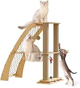 Amazon | キャットタワー 木製 通気性の高い宇宙船型キャットハウス