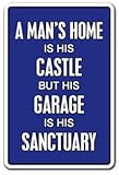 A MAN'S GARAGE IS HIS SANCTUARY Sign Decal auto mechanic gift car repair gift novelty