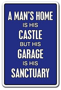 Vinyl USA A Man's Garage is HIS Sanctuary Sign Decal auto Mechanic Gift car Repair Gift Novelty