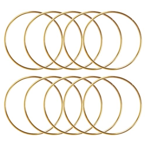 10 pcs Anelli in Metallo, Cerchi Metallo, Cerchio Metallici oro per Artigianato Floreale Cerchi Dorati, Motivo Floreale, Macramè, DIY, Macramè, Acchiappasogni (7,5 cm)