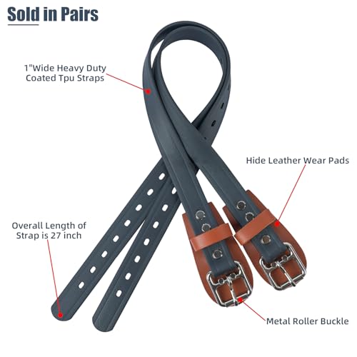 Sangles d'escalade en cuir MELOTOUGH robustes avec boucle métal - 3
