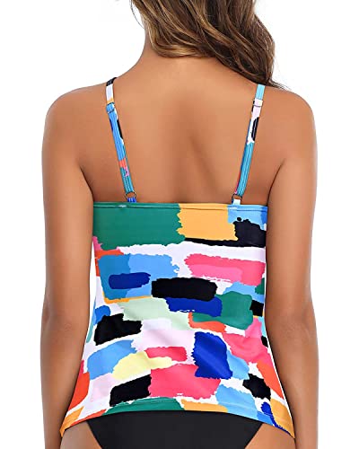 Image of Tempt Me Women Tankini Top Only High Neck Bathing Suit Top Tummy Control Swimsuit Top Ruched Swim Top Without Bottom