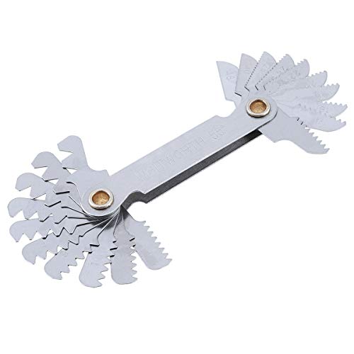 ChgImposs Imperial Screw Pitch Gauge, 55 Degree Cutting Gauge Tool Stainless Steel Thread Gauge with 4-48 Blades Range