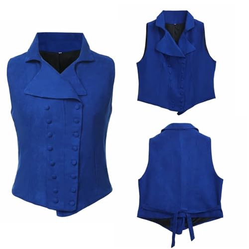 Chaleco medieval de mujer con cuello en V y doble botonadura para traje corsé 2