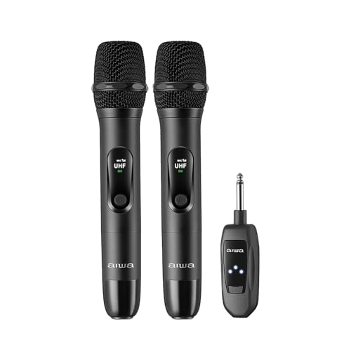 MICROFONE AIWA PRETO SEM FIO WIRELESS AWS-MIC-01 BIVOLT