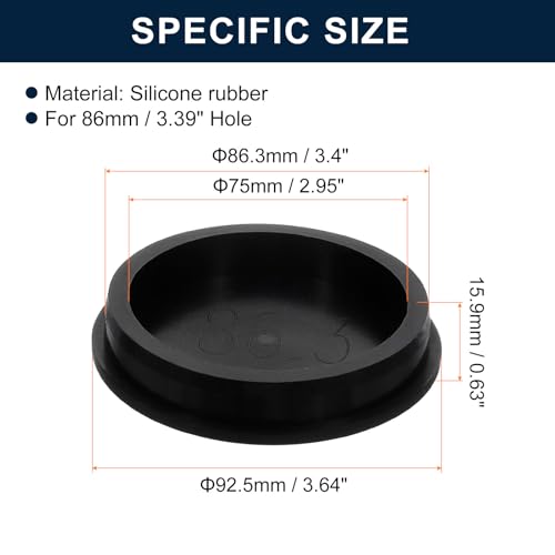 Image of uxcell 1 Pcs Black Plug Holes, Waterproof Rubber Button Plug for 86mm / 3.39 inch Hole