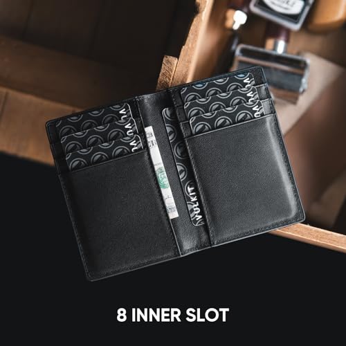VULKIT Bifold Front Pocket Slim Wallet RFID Blocking Minimalist Thin Genuine Leather Credit Card Holder Wallet for Men and Women Nappa Black4
