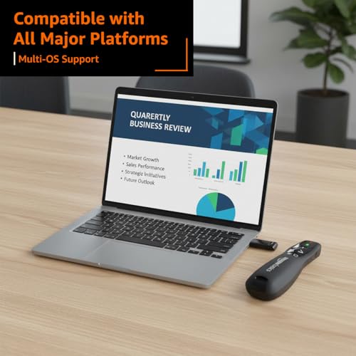 Image of Amazon Basics Wireless Laser Controller for Presentation, with USB Receiver and Battery Indicator (Battery Not Included)