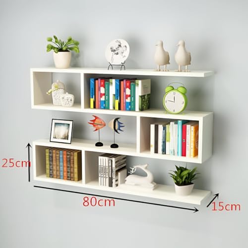 Image of Wall Mount Floating Shelves for Books Shelf, Antiques, Organizer, Storage - DIY - MDF (Whites)