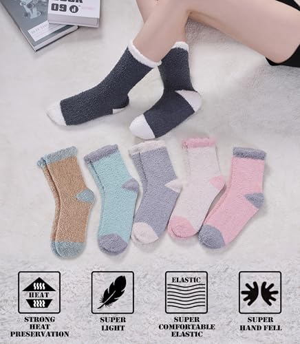 Image of FNOVCO Womens Fuzzy Socks Super Soft Fluffy Winter Warm Cozy Home Sleeping Socks