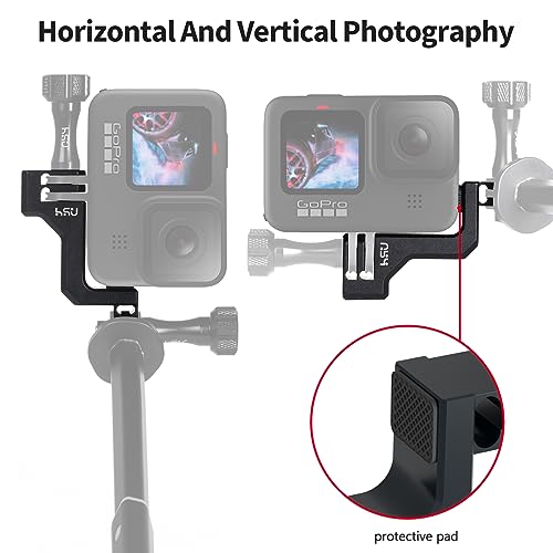 Image of HSU Aluminum Vertical Bracket, 1 /4-20 Screw Hole,90 Degree Aluminum Vertical Bracket Adapter Elbow Mount for GoPro Hero 13 /12 / 11 /10 / 9 Black