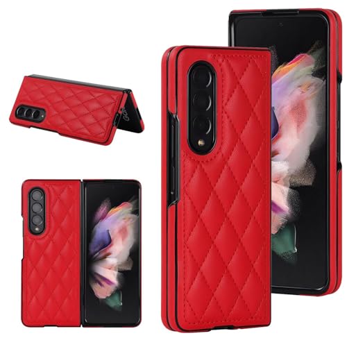 Coque Samsung Galaxy Z Fold 3 en cuir PU rouge avec support et fente portefeuille
