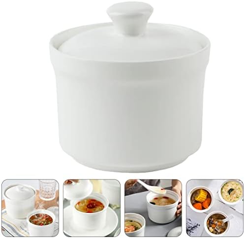 RAZZUM In Bird Side Safe Edible Lids Porridge Tureen Stem Handles Lidded Inches Noodle and Dishes Oatmeal Dessert Microwave Cookware Lid Porcelain Sugar Restaurant Candy Rice Container porcelain cup