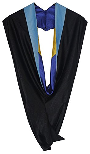 GraduationMall Unisex Deluxe Bachelor Graduation Hood (Lightblue Royal Gold)
